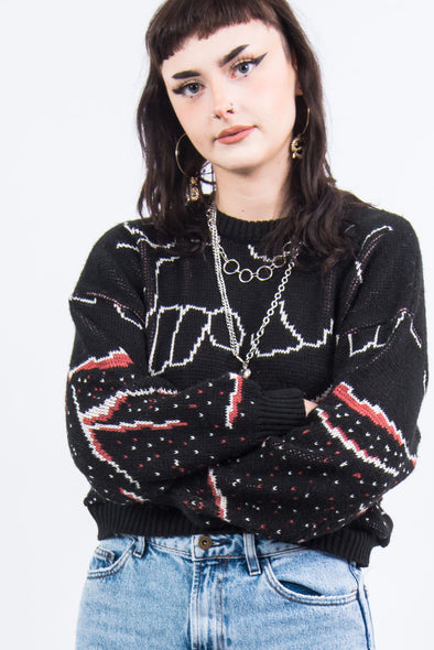 Vintage 90's Mountain Cropped Knit Jumper