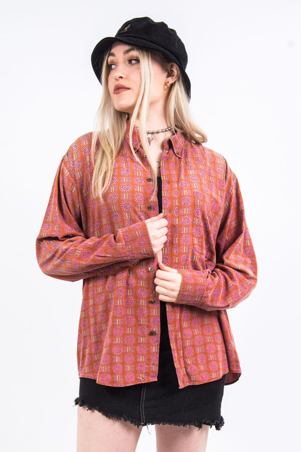 Vintage 90's Red Abstract Patterned Shirt