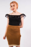 Vintage High Waist 90's Grunge Brown Knit Skirt