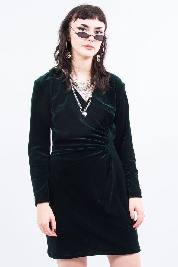 Vintage 90's Velvet Wrap Mini Dress