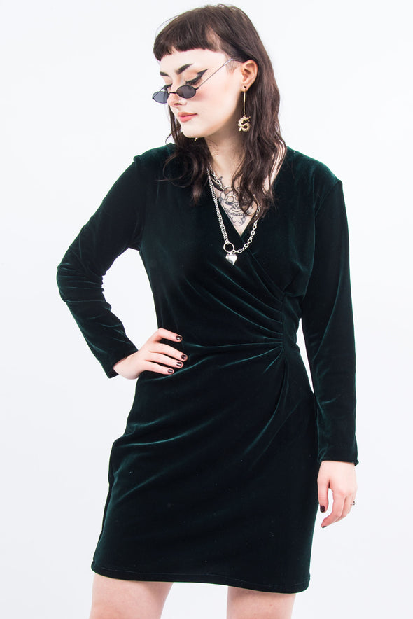 Vintage 90's Velvet Wrap Mini Dress