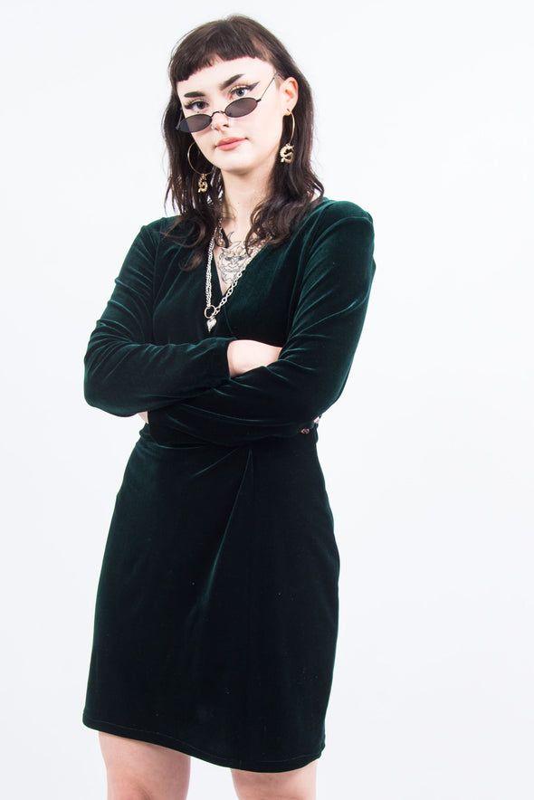 Vintage 90's Velvet Wrap Mini Dress