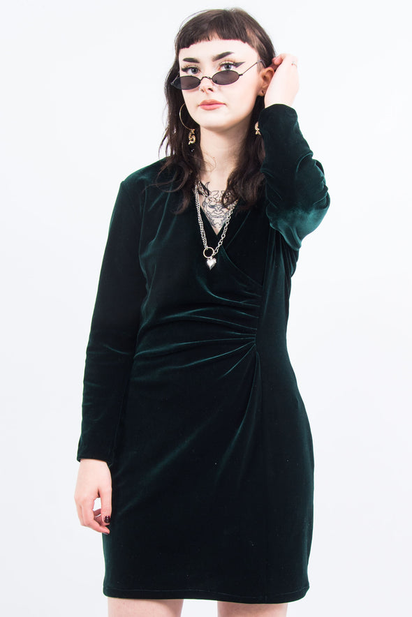 Vintage 90's Velvet Wrap Mini Dress