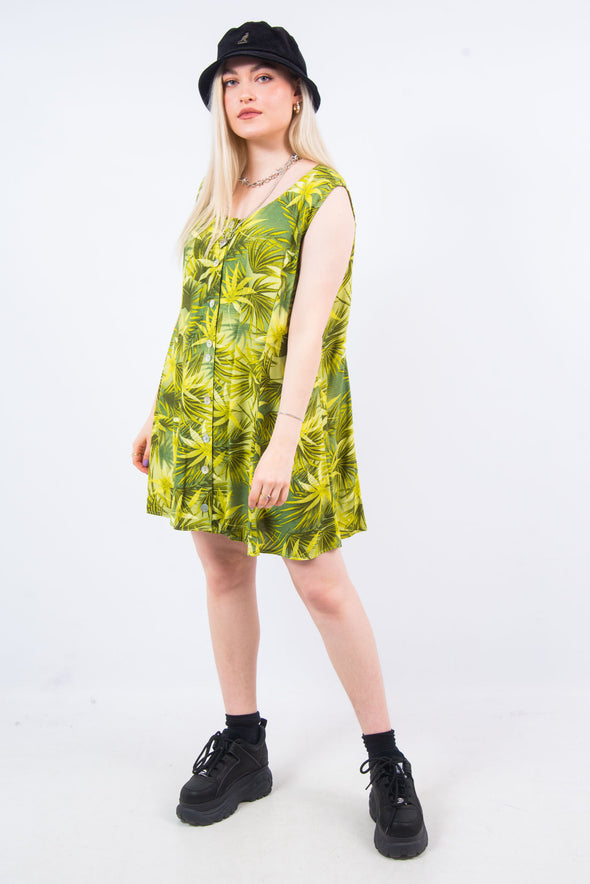 Vintage 90's Leaf Print Mini Dress