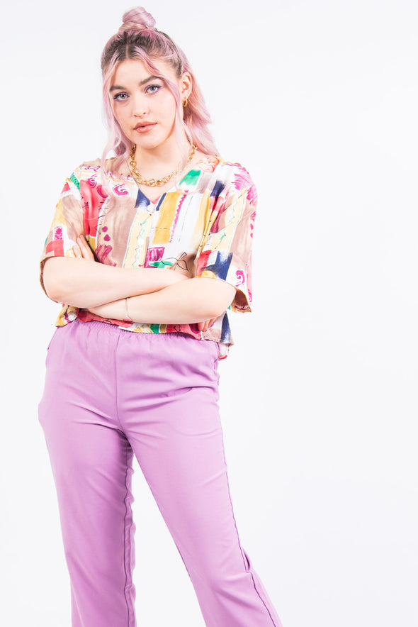 Vintage 90's Abstract Print Cropped Shirt