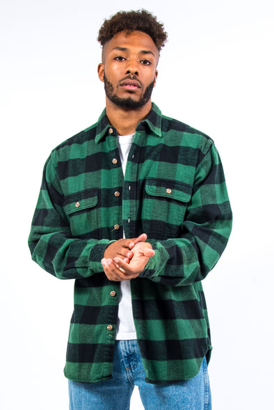 90's Green Buffalo Check Flannel Shirt