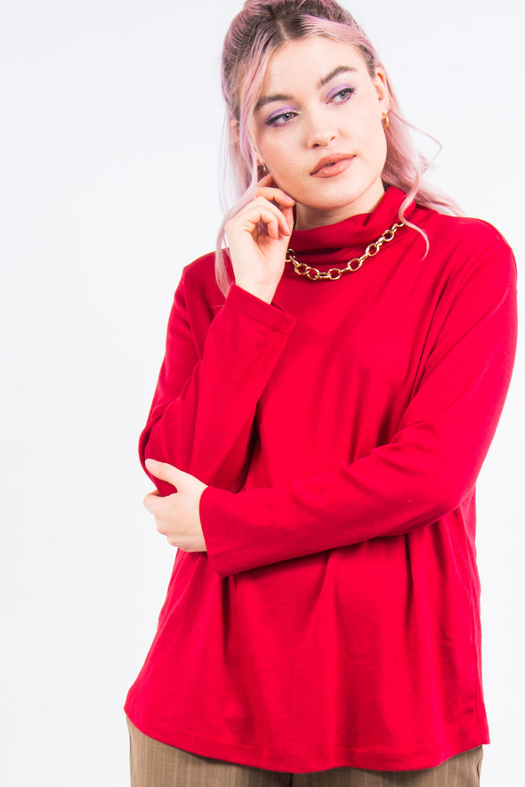 Vintage Red Roll Neck Top