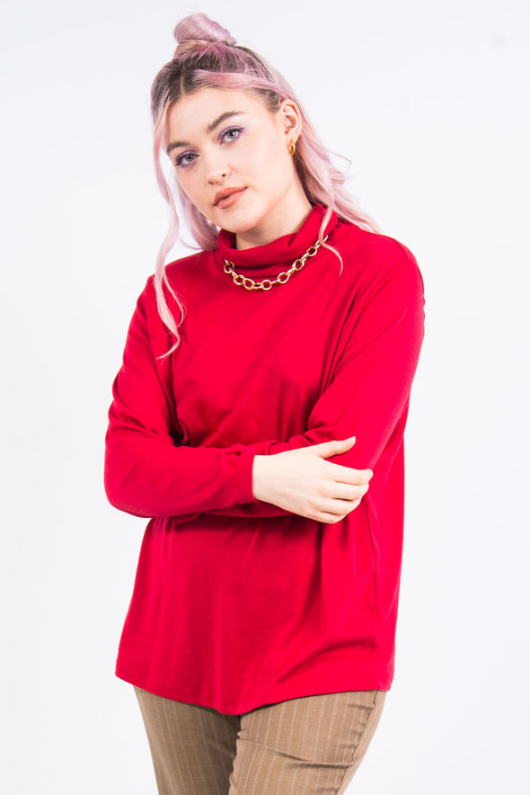 Vintage Red Roll Neck Top