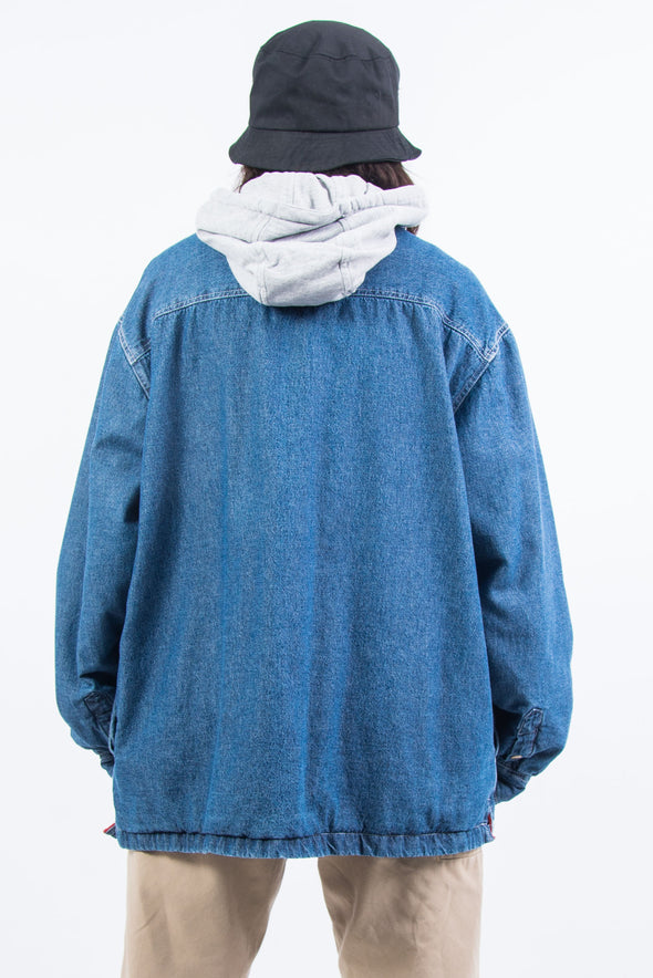 Vintage Denim Hooded Padded Shirt