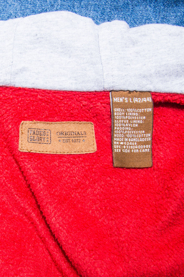 Vintage Denim Hooded Padded Shirt