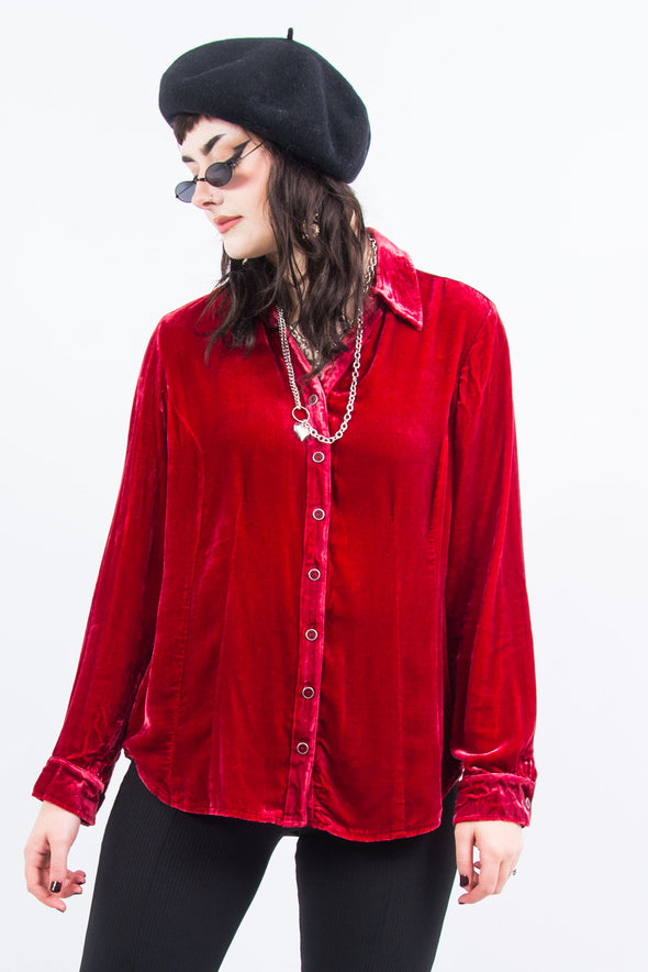 Vintage Red Velvet Shirt