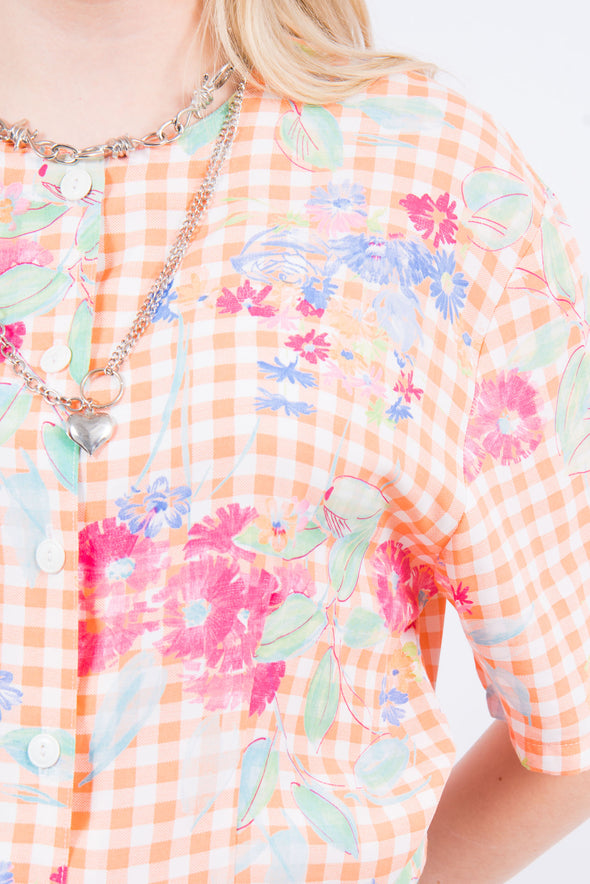 Vintage 90's Floral Gingham Shirt
