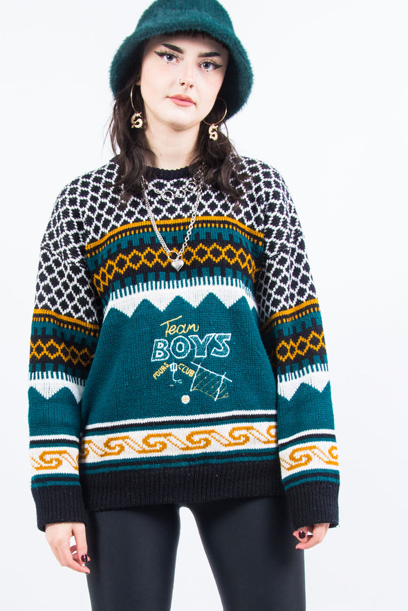 Vintage 90's Embroidered Knit Jumper