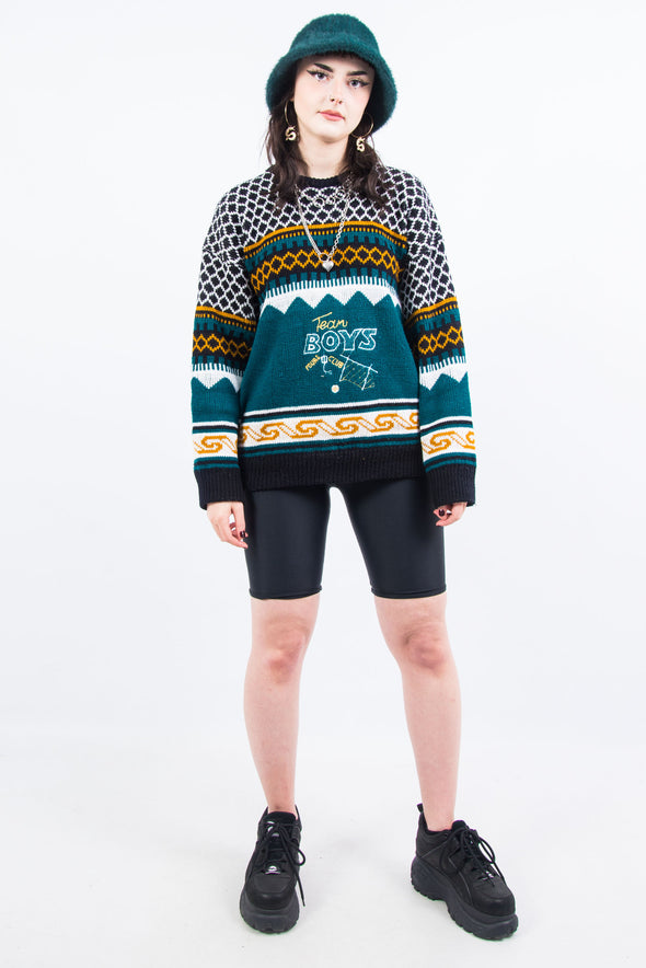 Vintage 90's Embroidered Knit Jumper