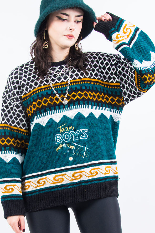 Vintage 90's Embroidered Knit Jumper