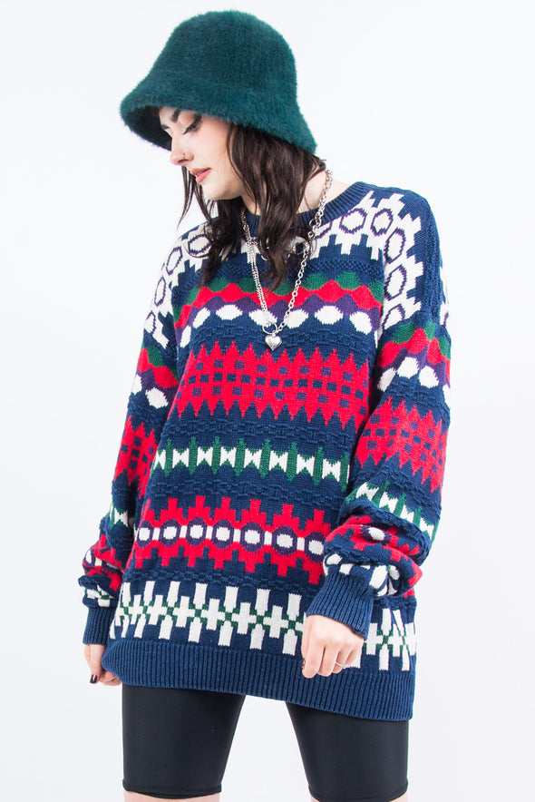 Vintage 90's Colourful Grandad Knit Jumper