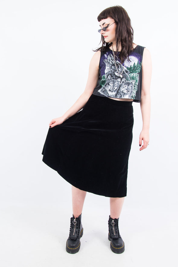 Vintage 90's Grunge Velvet Midi Skirt