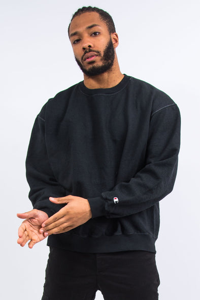 Vintage Champion Plain Black Sweatshirt