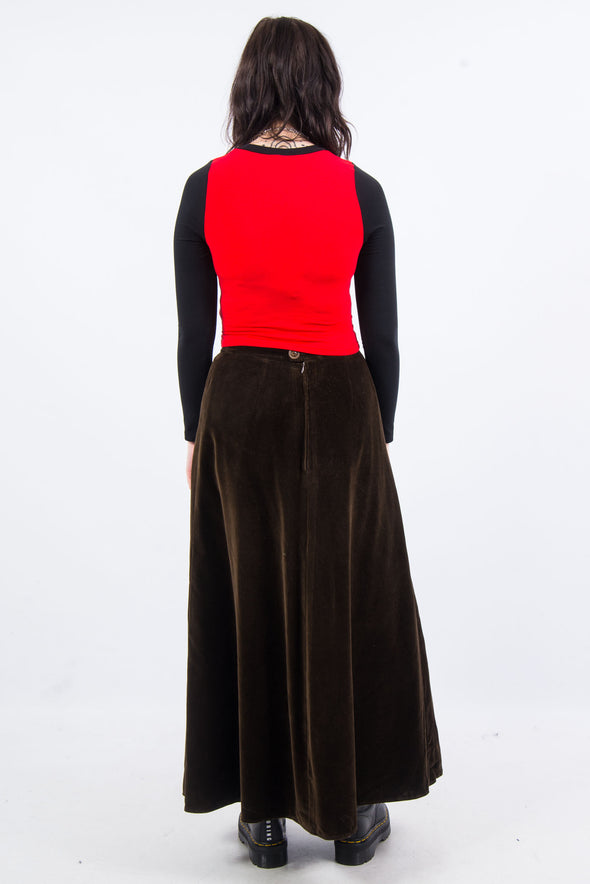 Vintage 90's Brown Grunge Maxi Skirt