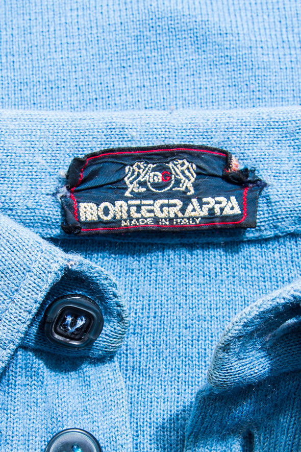Vintage 70's Blue Knit Polo Shirt