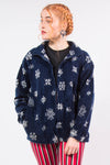 Vintage 90's Blue Snowflake Print Fleece Jacket
