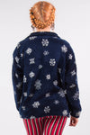 Vintage 90's Blue Snowflake Print Fleece Jacket