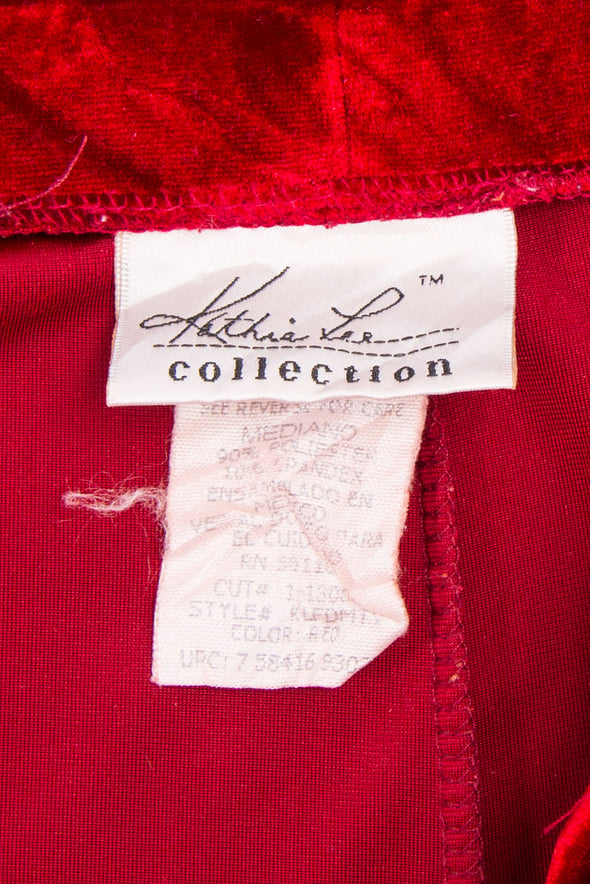 Vintage 90's Red Velvet Maxi Skirt
