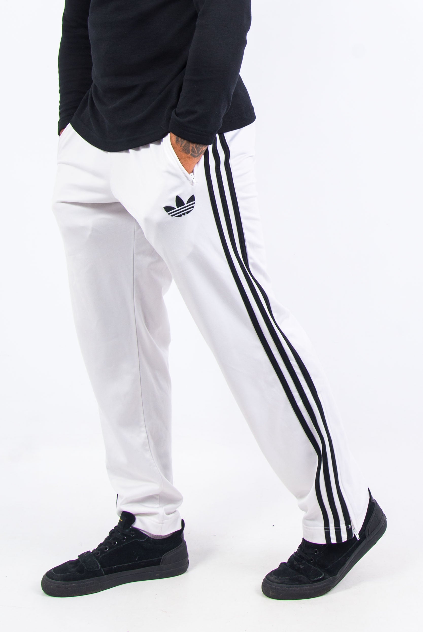 White Adidas Firebird Tracksuit Bottoms - Main Image