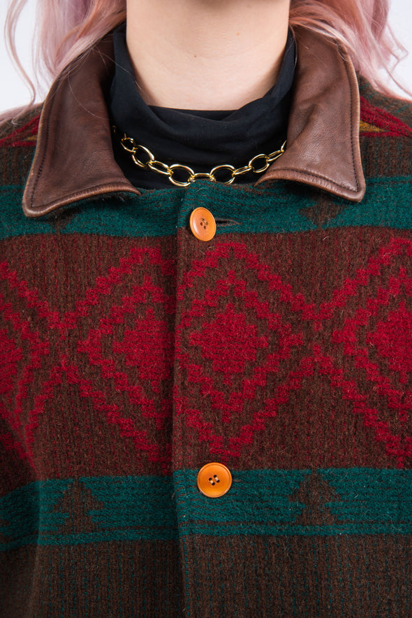 Vintage 90's Eddie Bauer Patterned Wool Coat