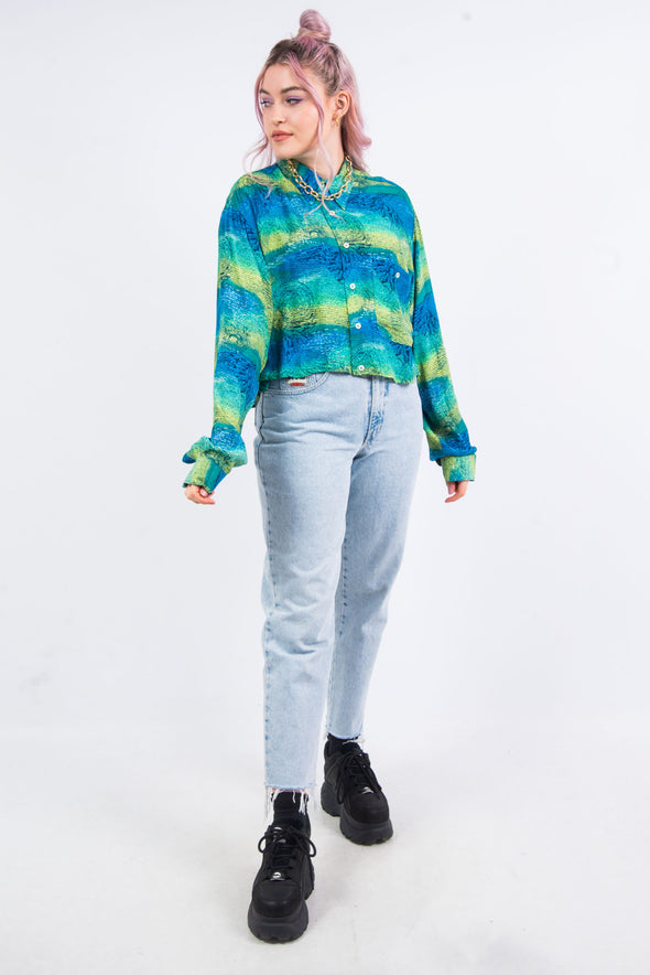 Vintage 90's Cropped Abstract Print Shirt