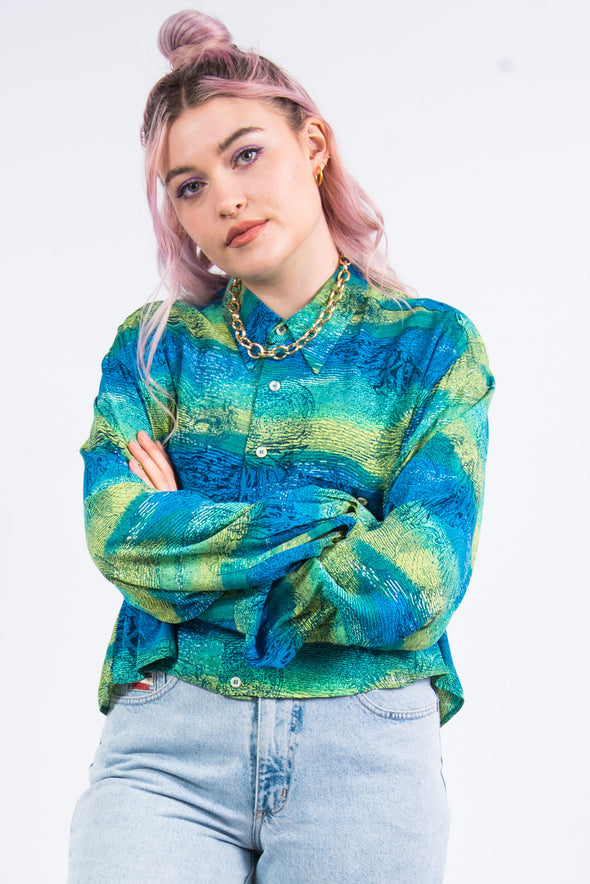 Vintage 90's Cropped Abstract Print Shirt