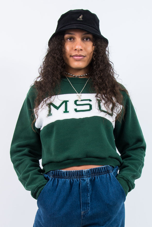 Vintage 90's MSU Crop Sweatshirt