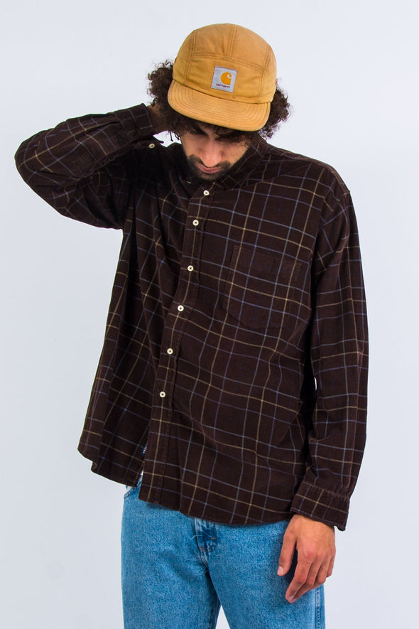 Vintage Brown Check Cord Shirt