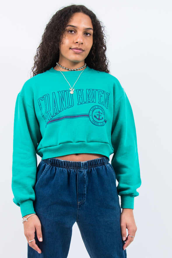 Vintage 90's Lake Michigan Cropped Sweatshirt
