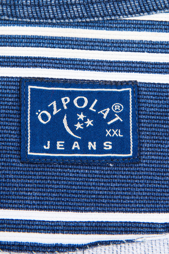90's Zip Fasten Striped Over Shirt