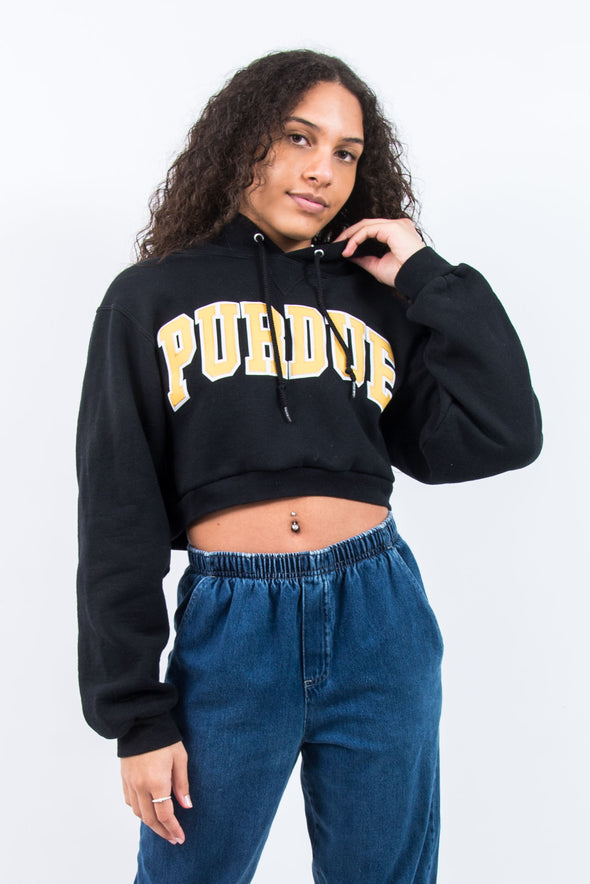 Vintage Purdue Cropped Hoodie Sweatshirt