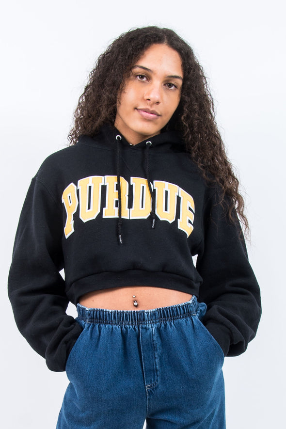 Vintage Purdue Cropped Hoodie Sweatshirt