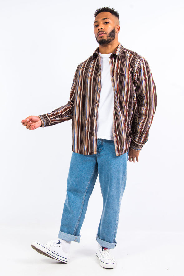 Vintage Brown Stripe Cord Shirt