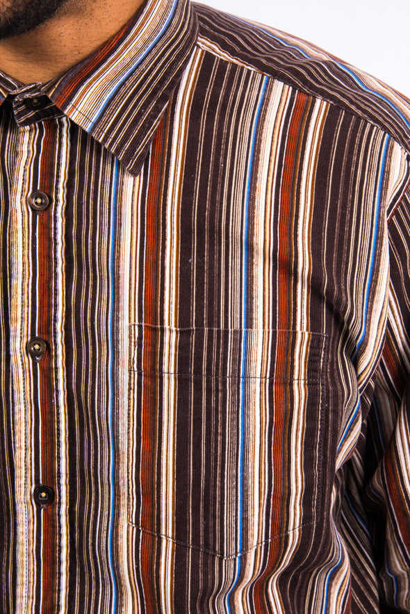 Vintage Brown Stripe Cord Shirt