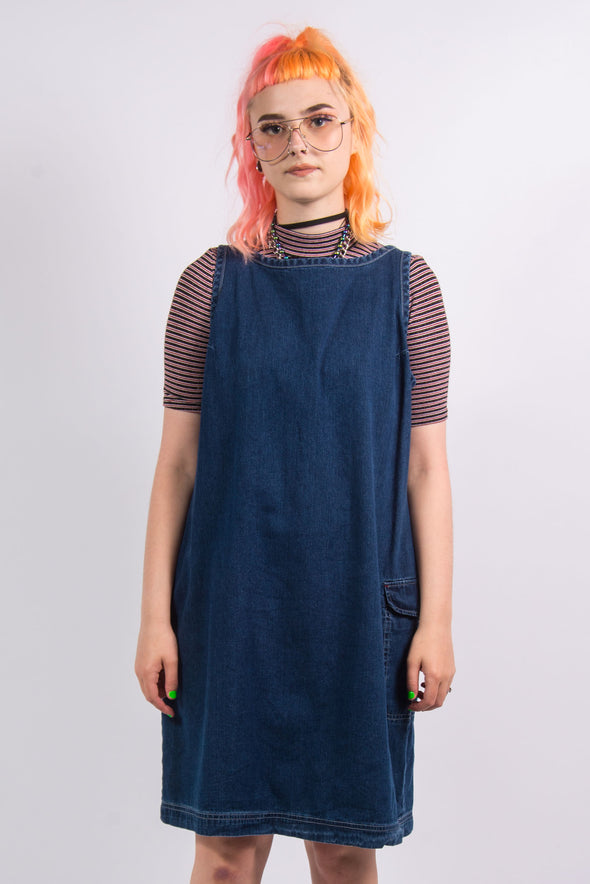 Vintage Denim Pinafore Dress UK Fashion