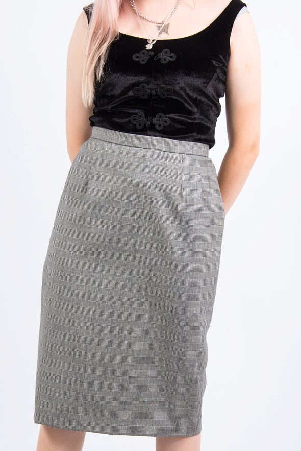 Vintage Pendleton Fine Check Wool Pencil Skirt