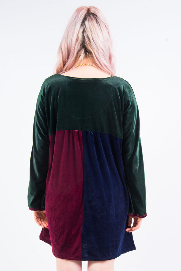 Vintage 90's Colour Block Velvet Mini Dress