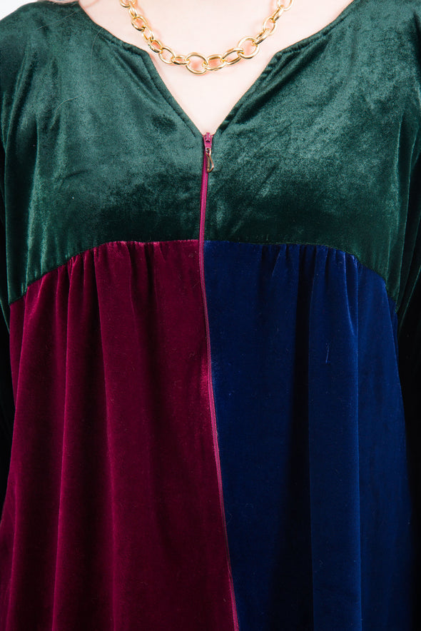 Vintage 90's Colour Block Velvet Mini Dress