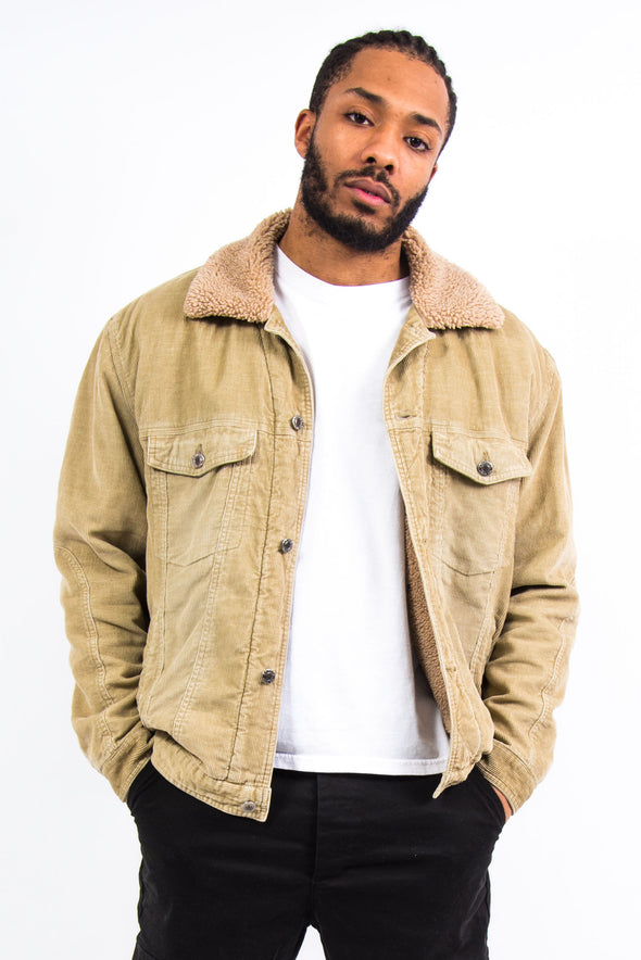 Beige Shearling Lined Cord Jacket