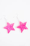Pink Glitter Star Earrings