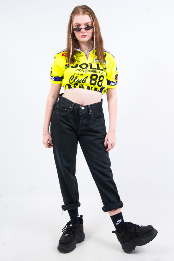 Vintage Neon Cropped Cycling Jersey Top