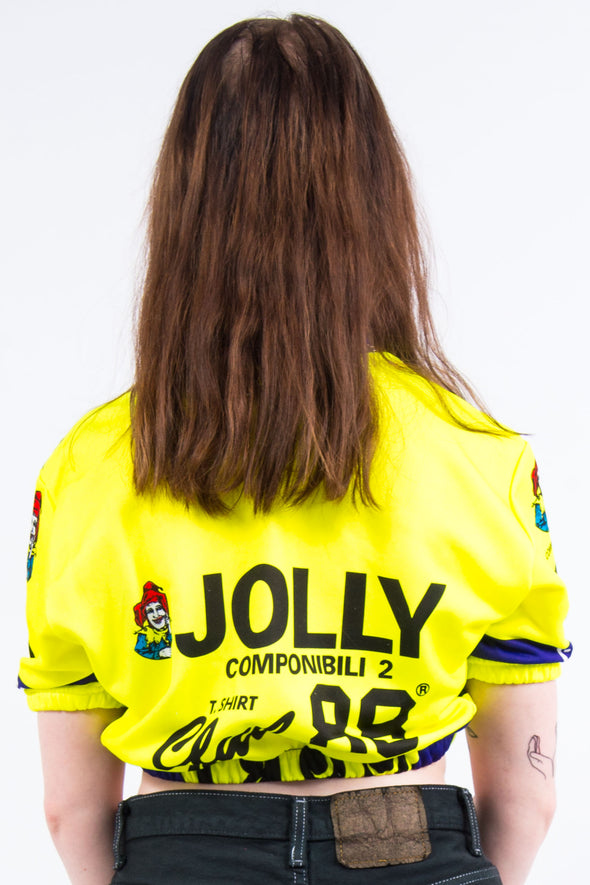 Vintage Neon Cropped Cycling Jersey Top