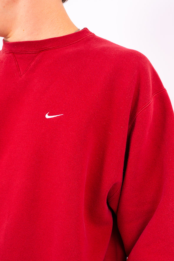 90's Red Nike Crew Neck Sweatshirt