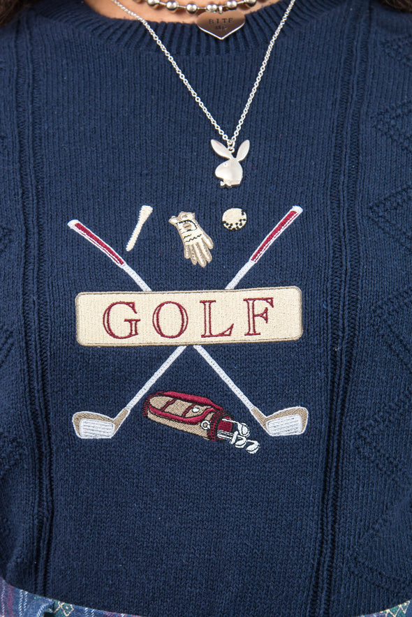Vintage 90's Cropped Golf Knitted Jumper