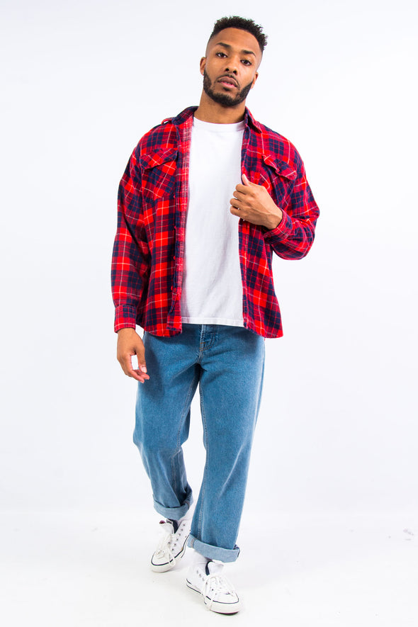 90's Red Check Flannel Shirt